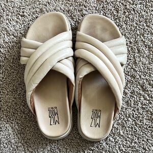 Miz Mooz Cream Crossover Sandals